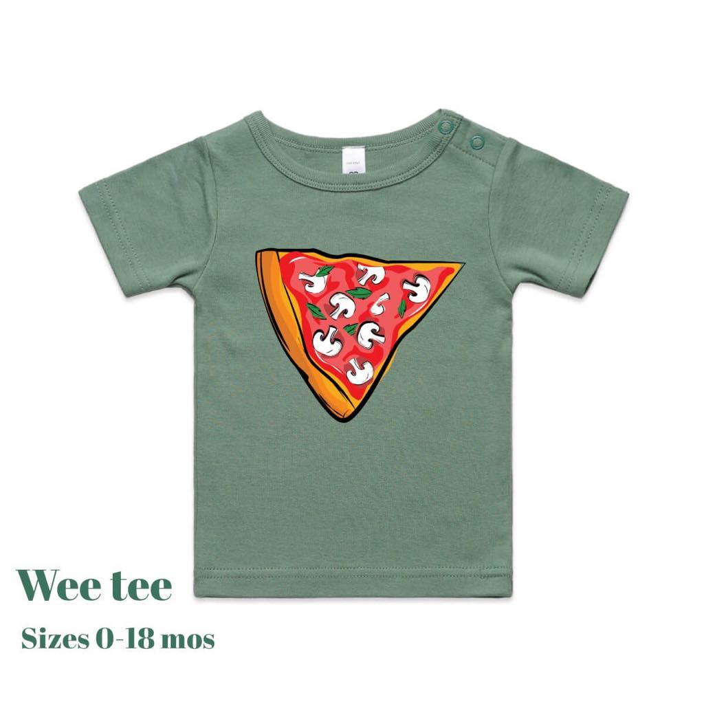 Wee tee Pizza slice shirt in sage for kids