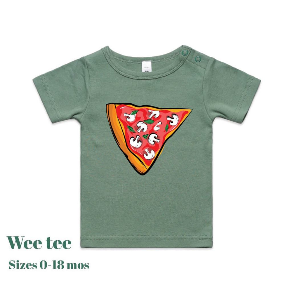 Wee tee Pizza slice shirt in sage for kids