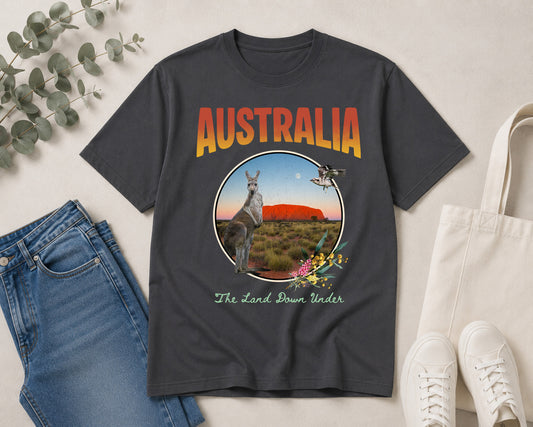 Australia Retro Shirt with Uluru and Australian Animals