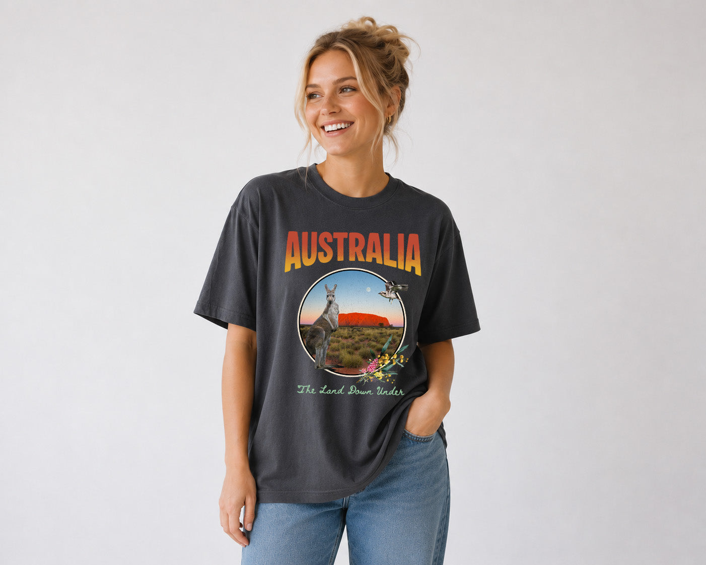 Australia Retro Shirt with Uluru and Australian Animals