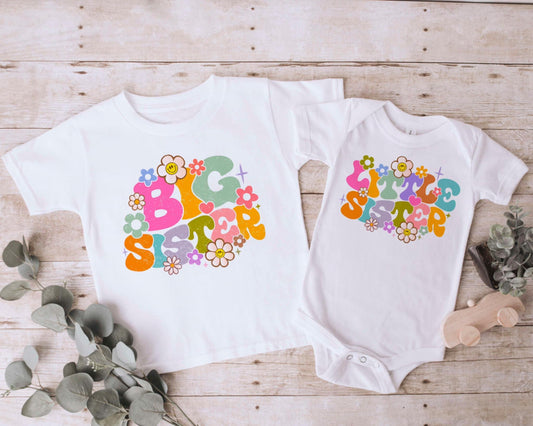 Big Sister and Little Sister Flower shirt and Bodysuit