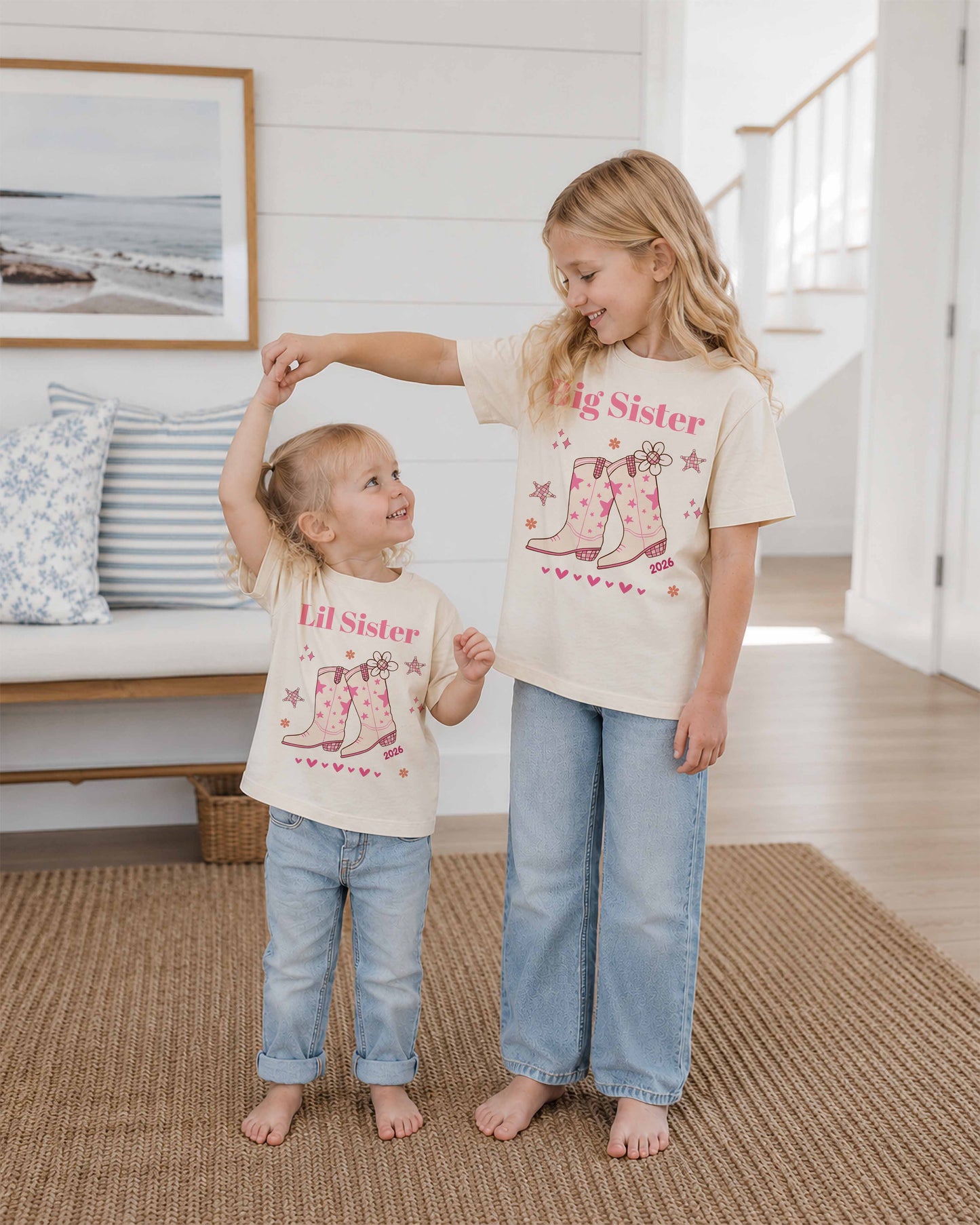 Big Sister and Little Sister Cowgirl theme Shirts
