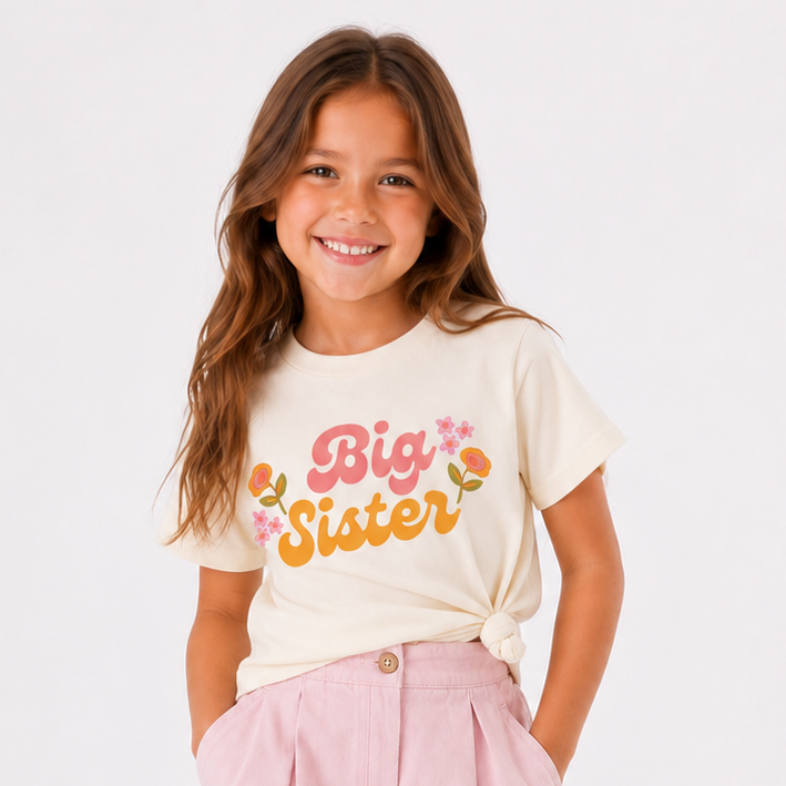 Big sister shirt with flowers