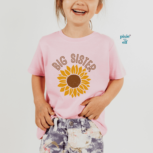 Big Sister Sunflower shirt in pink