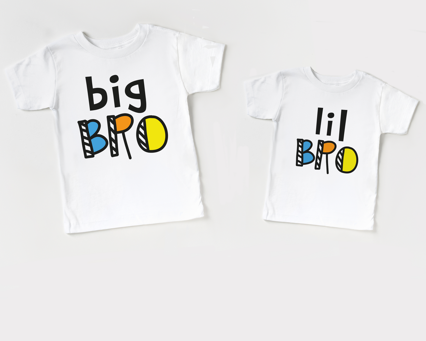 Big Brother Little Brother T shirt in colourful fonts