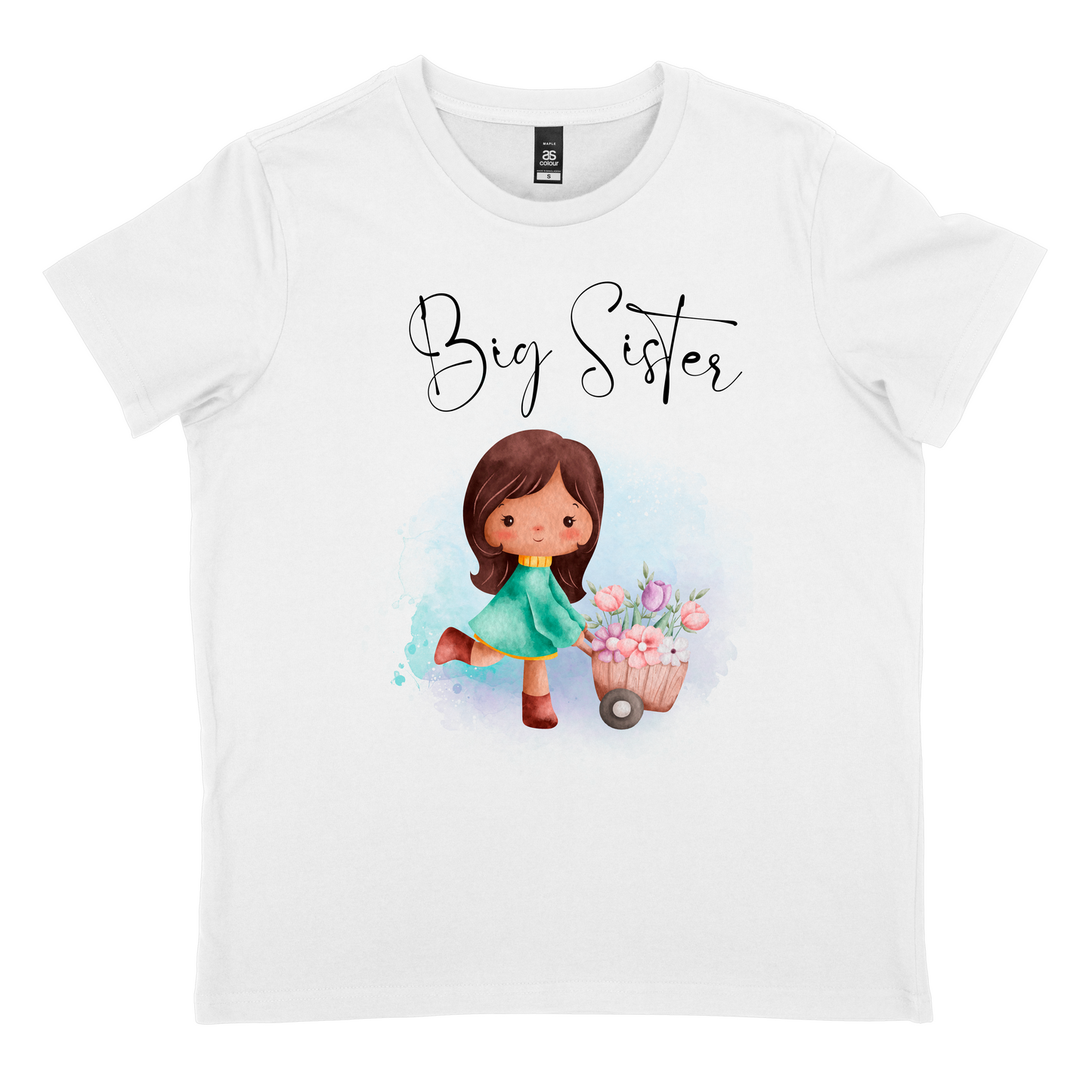 Big Sister T shirt Girl with Flowers