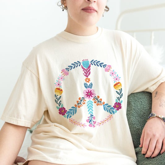 Floral Peace Sign Shirt for Women