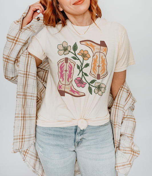 Boho cowgirl shirt in Comfort Colors