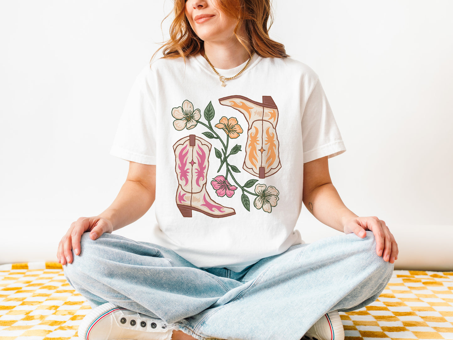 Boho cowgirl shirt in Comfort Colors