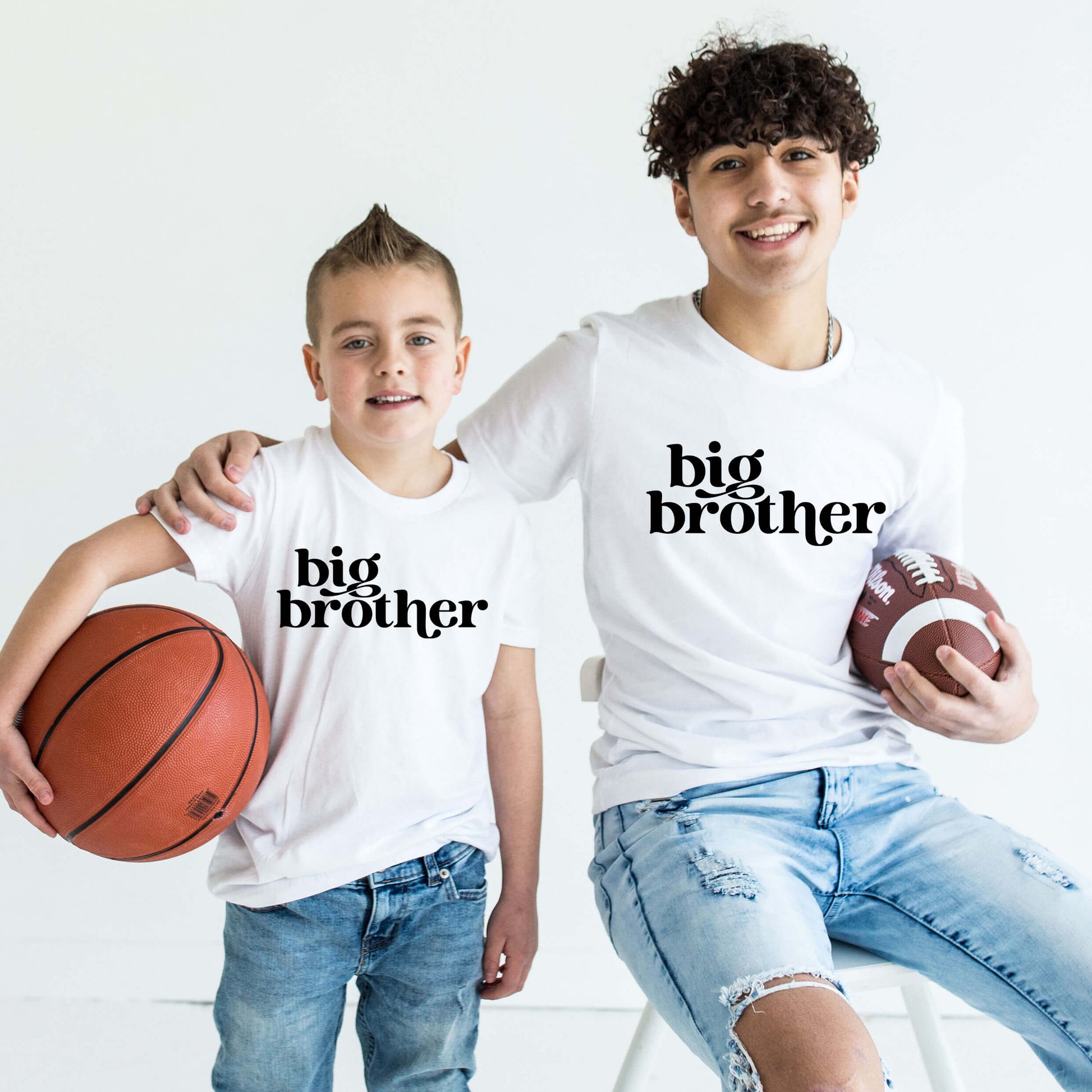 brothers wearing white big brother classic shirt