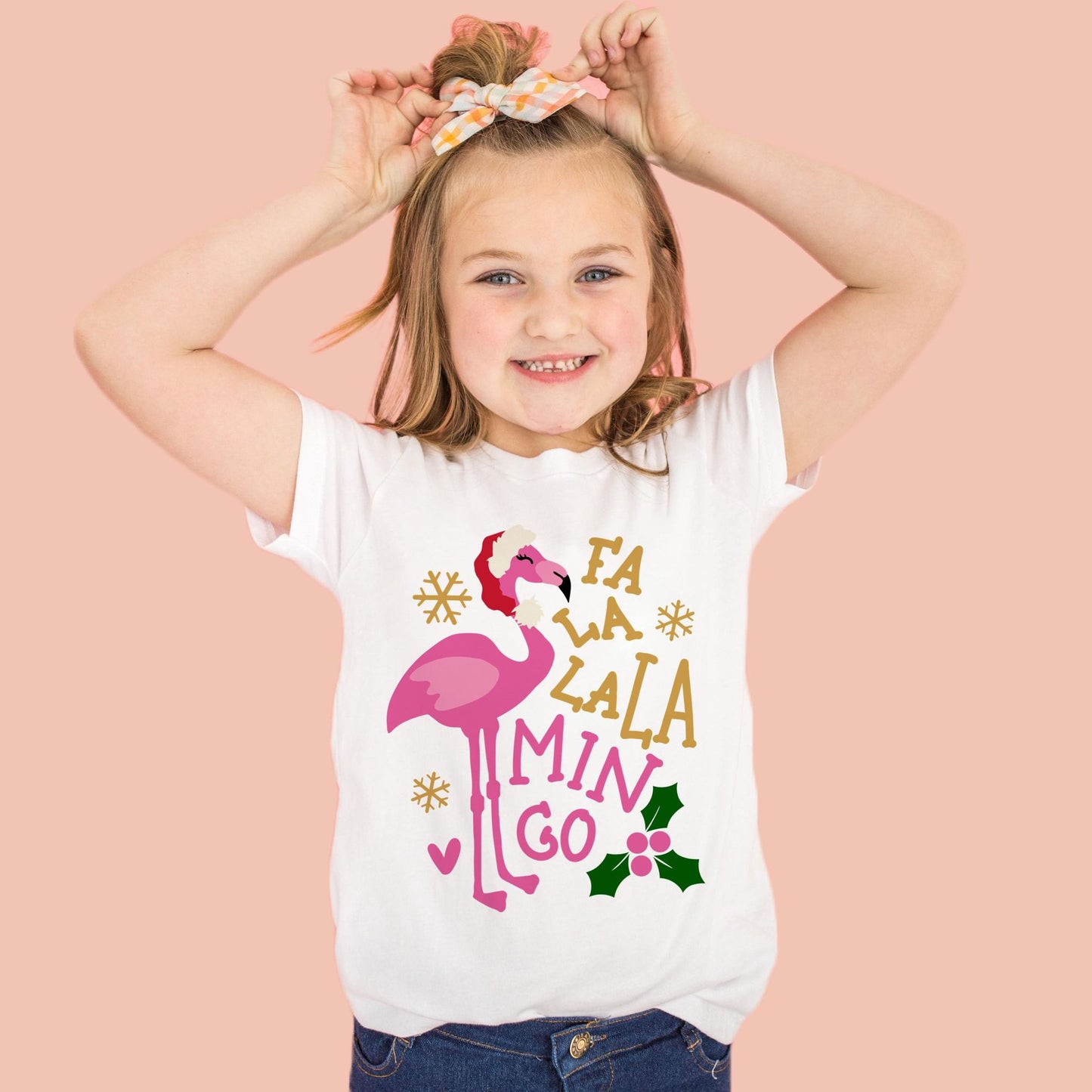 Kids Falala Flamingo Christmas T Shirt