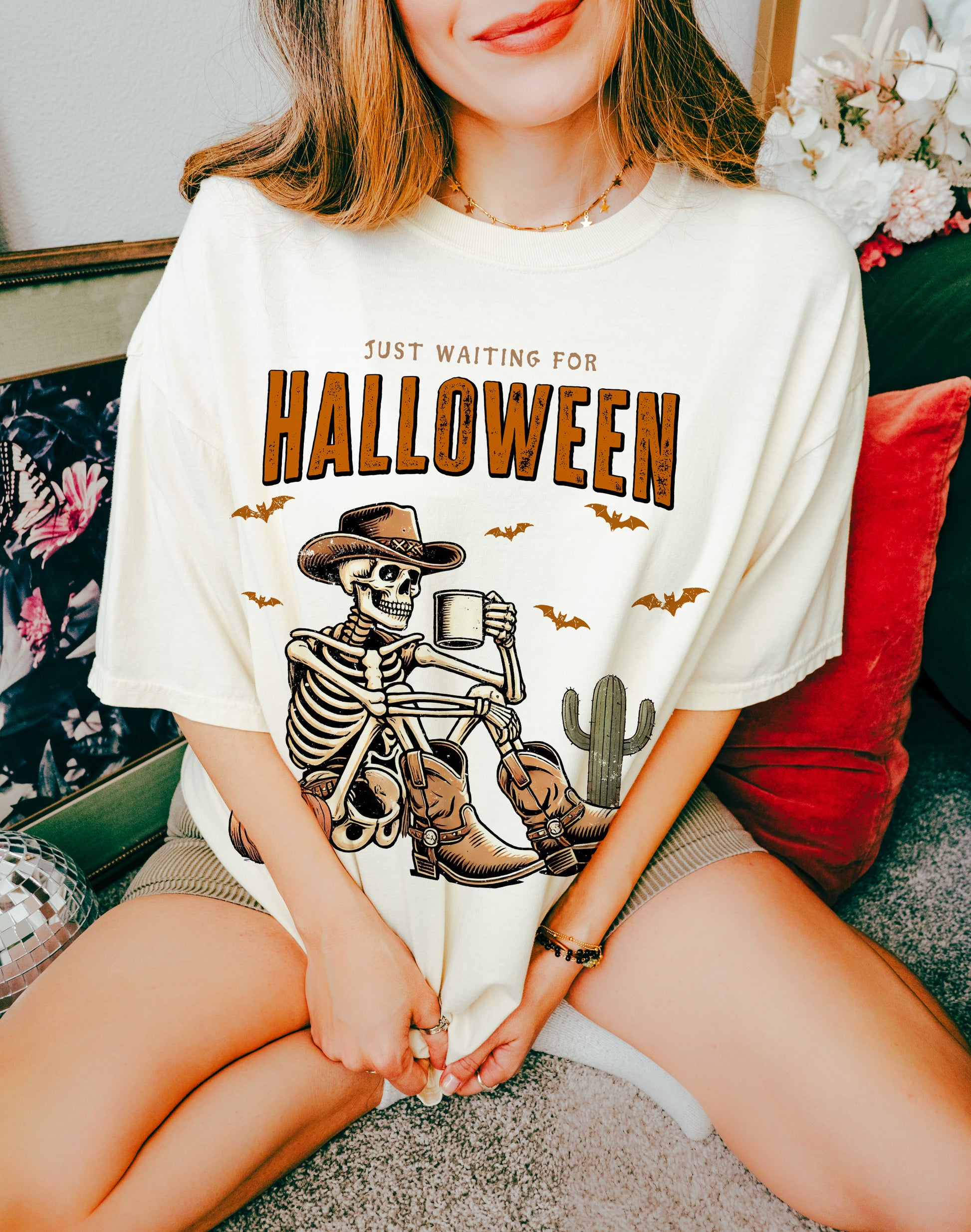 halloween skeleton shirt for women in comfort colors