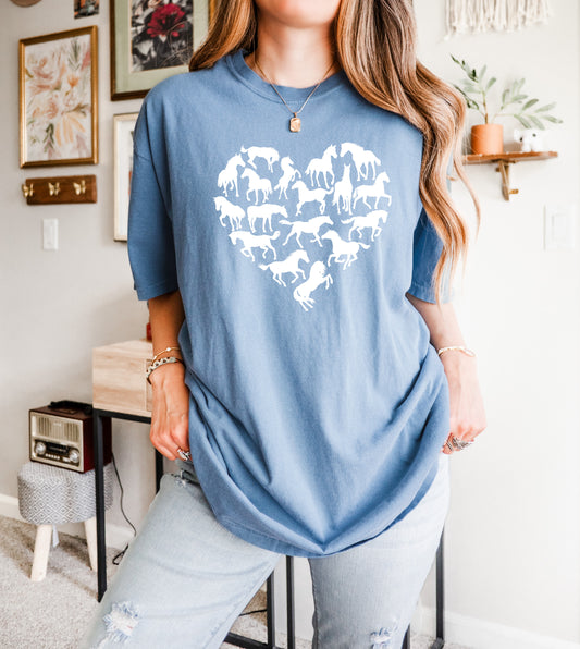 Horse Heart shirt in Comfort Colors Blue Jean