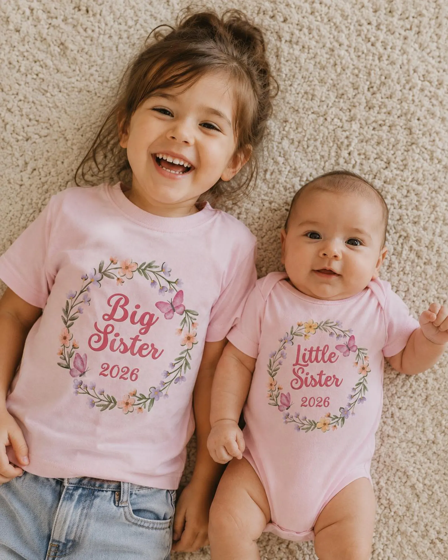 Matching Floral Big Sister Little Sister Shirts,