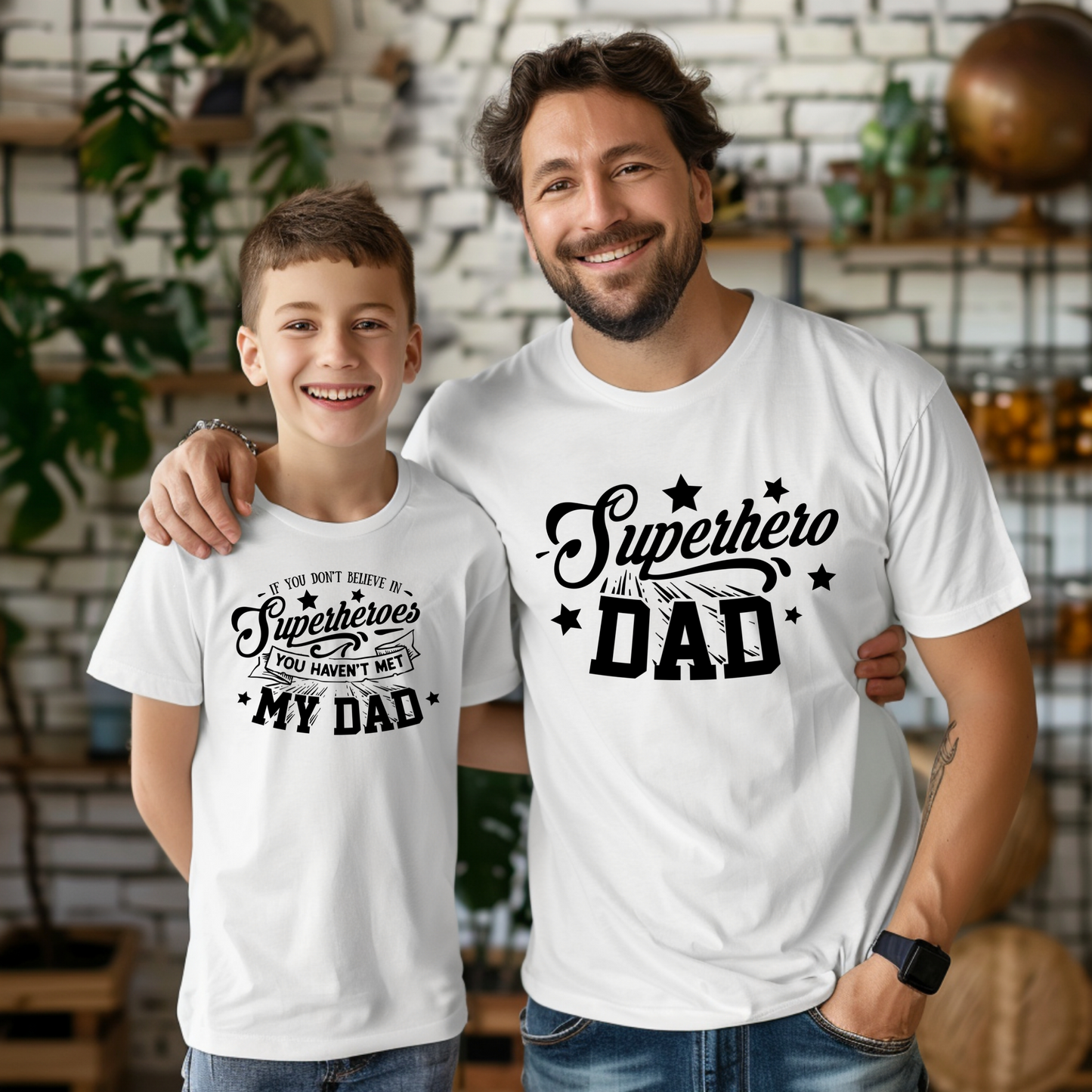 Superhero Daddy and kids matching shirts