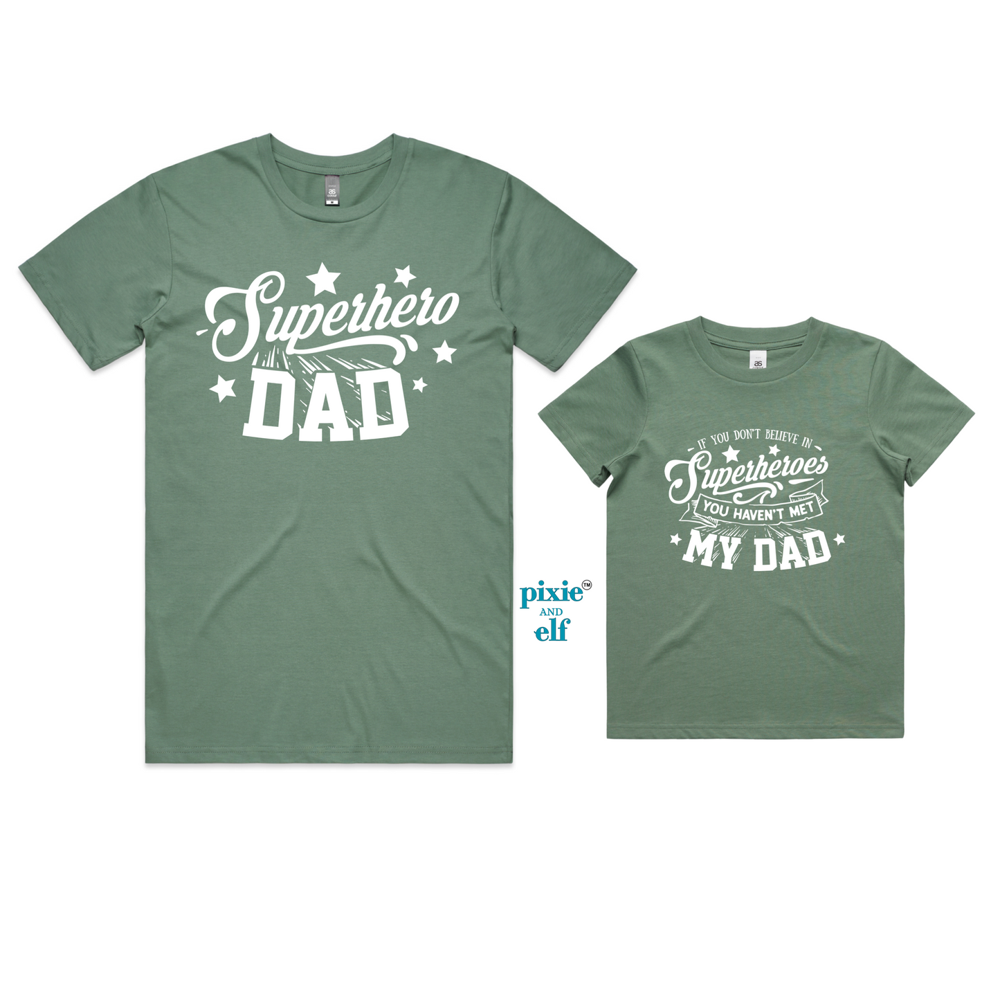 Superhero Daddy and kids matching shirts