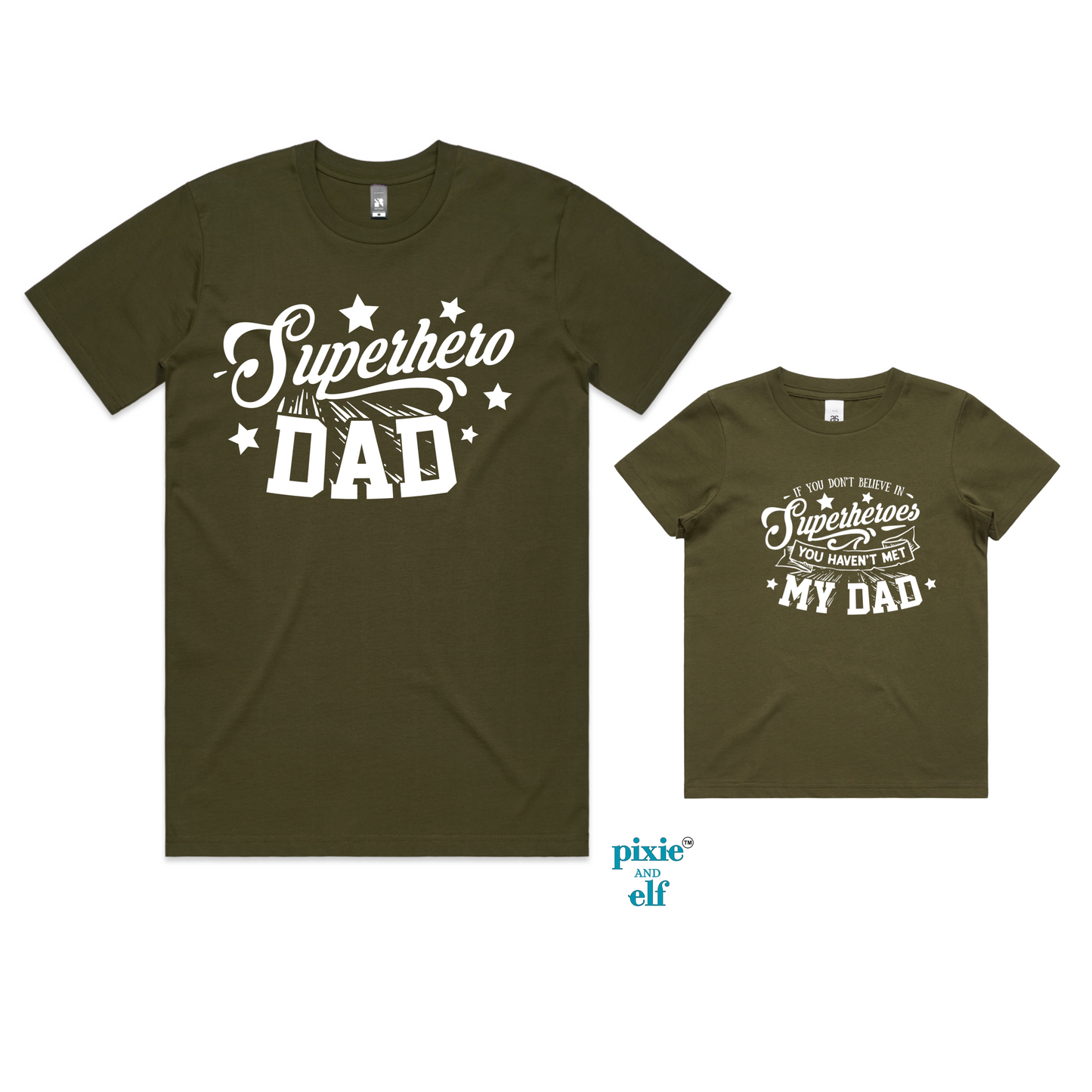 Superhero Daddy and kids matching shirts