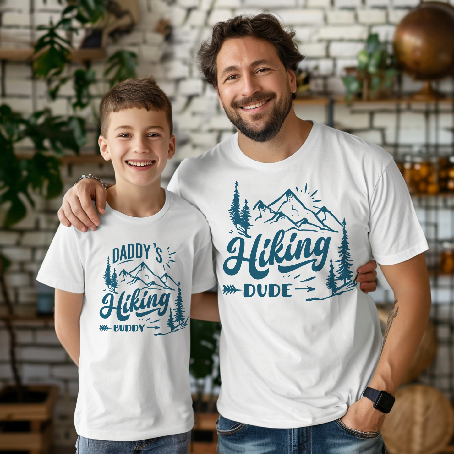 Daddy and Kid hiking buddies matching t shirt