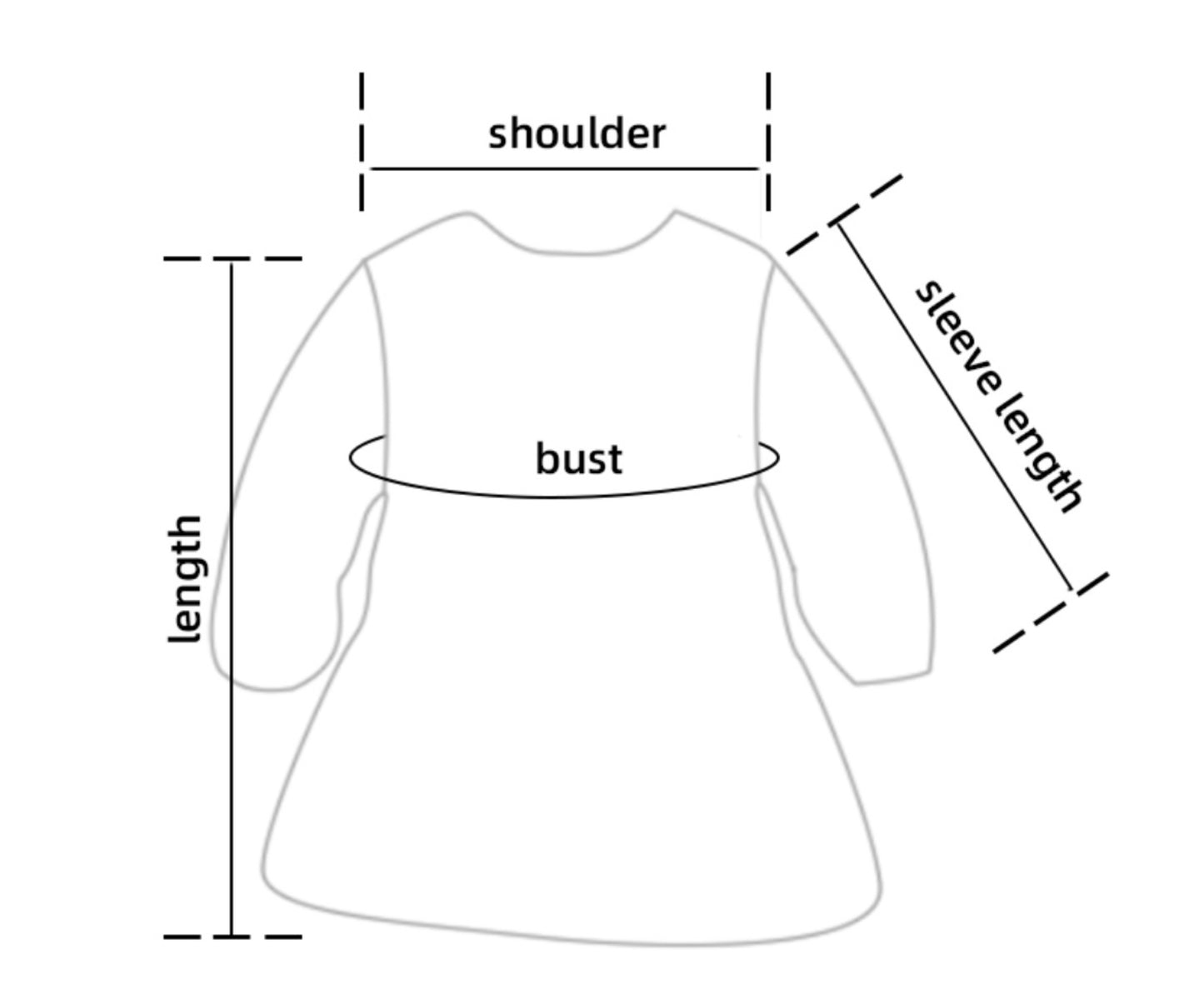 measurement diagram of the dress