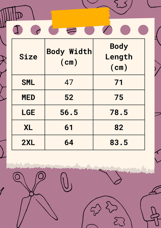 Men's T-shirt size chart