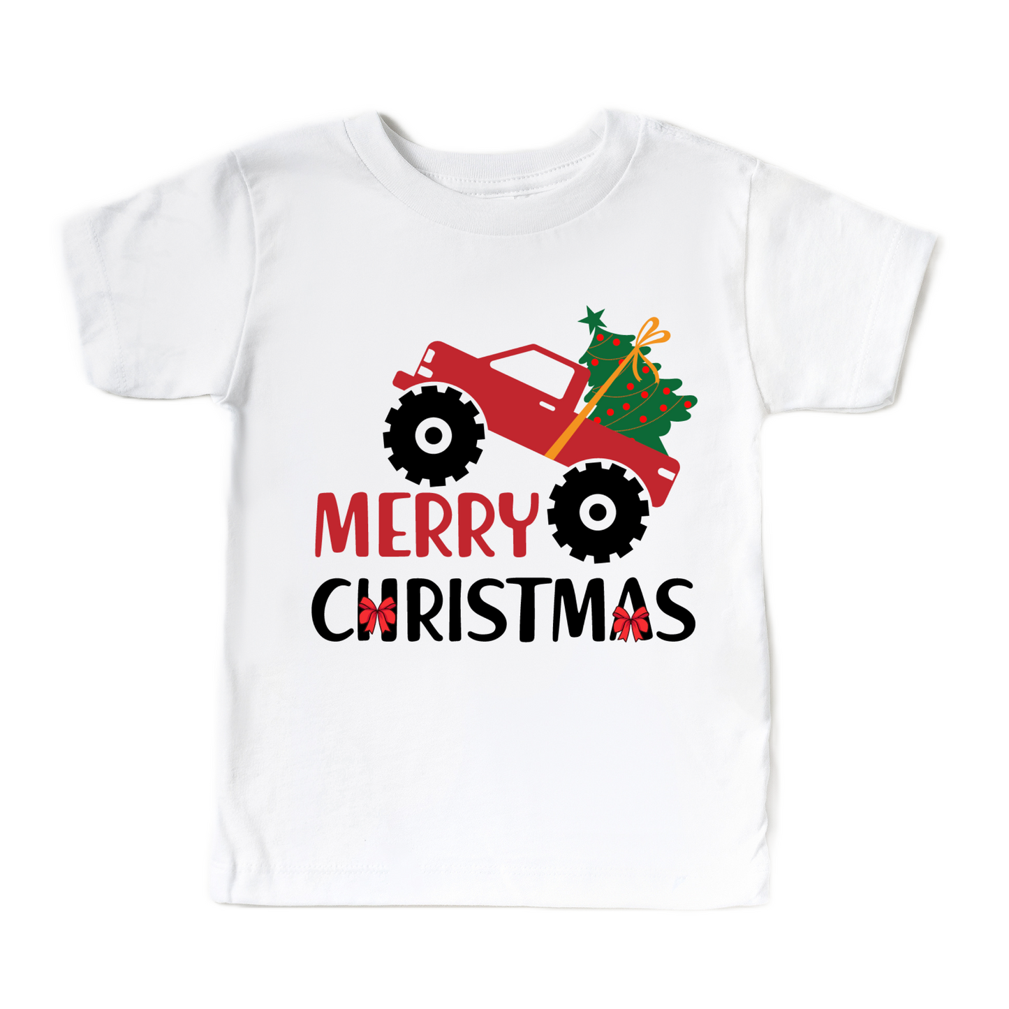 Merry Christmas Monster Truck T-Shirt for Kids, Boys and Girls