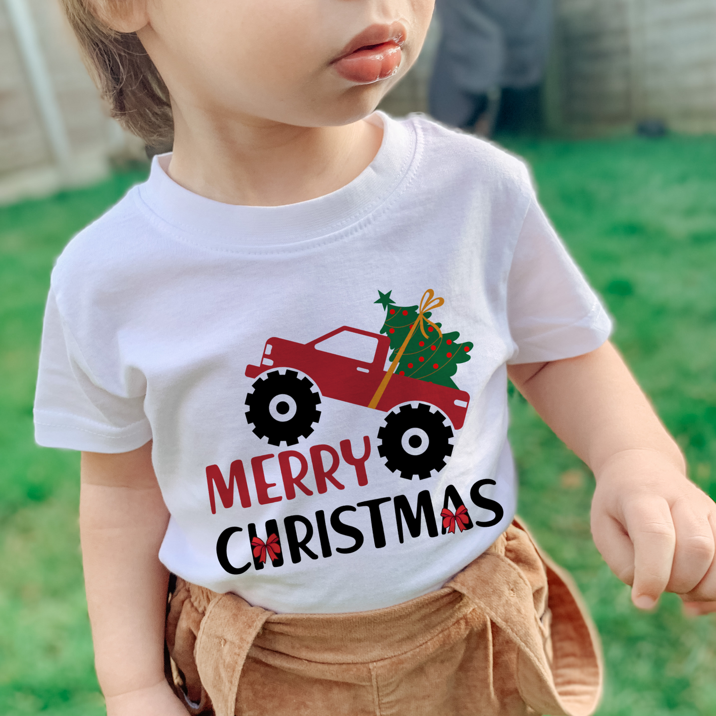 Merry Christmas Monster Truck T-Shirt for Kids, Boys and Girls