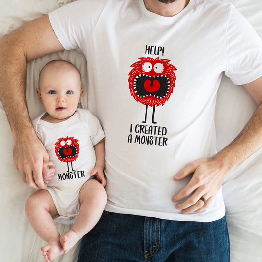 Father's Day matching Monster shirts for dad and kids