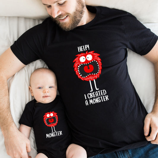 Daddy and Baby Monster shirt in Black