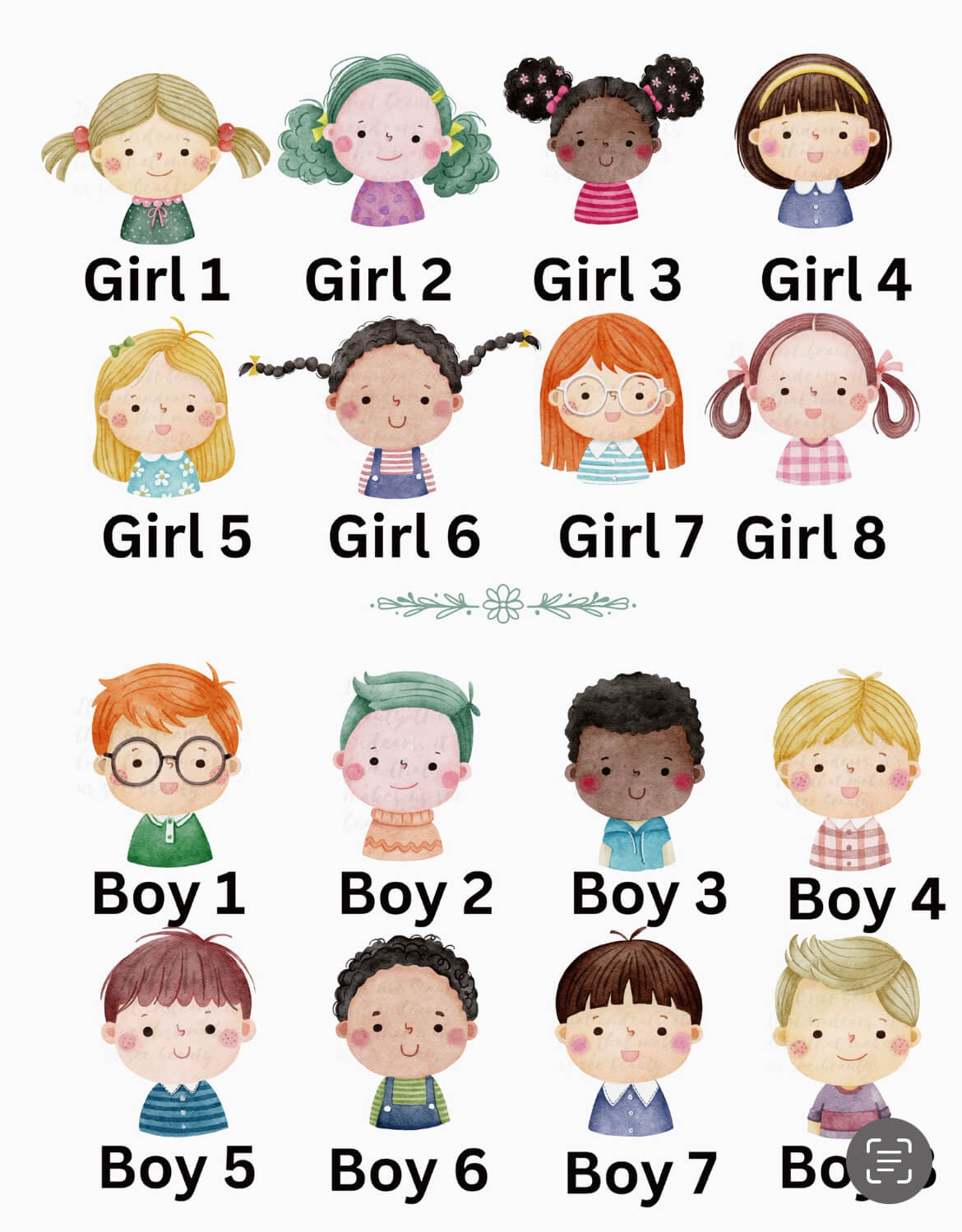 Boy and girl character options available for the Personalised Amazing Dad Shirt with Kids Names