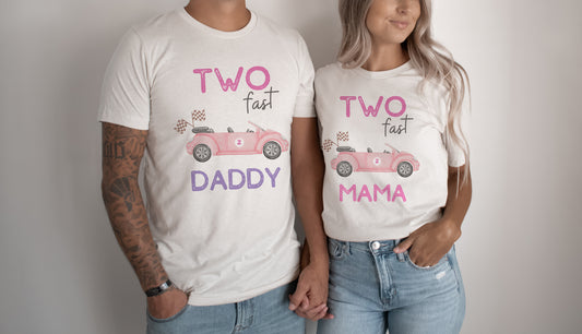 Two fast pink birthday shirt