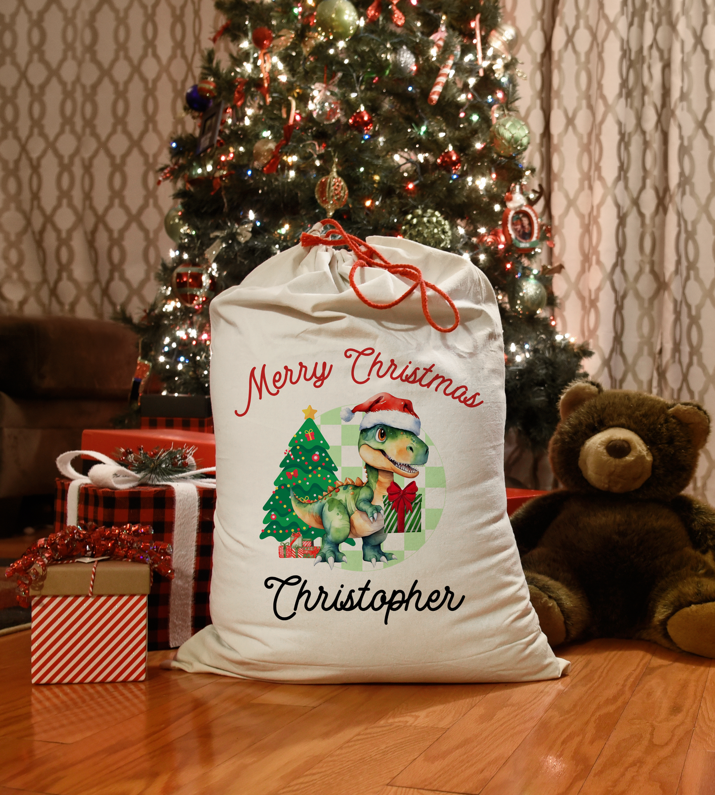 Dinosaur themed Santa Sack