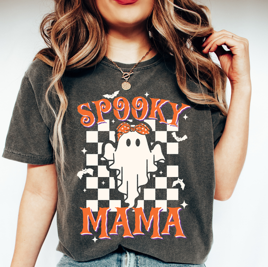 Spooky Mama in checkered Halloween Pepper  t shirt