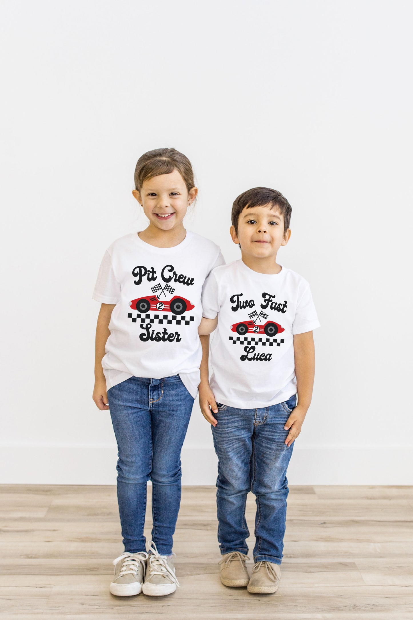 Two Fast Red car matching Birthday shirts