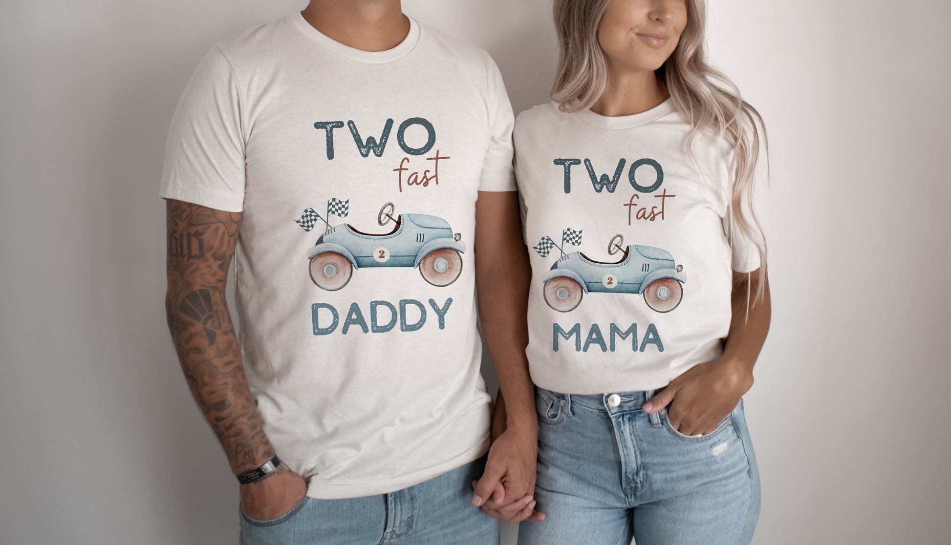 Matching two fast birthday shirt for Mama and Daddy