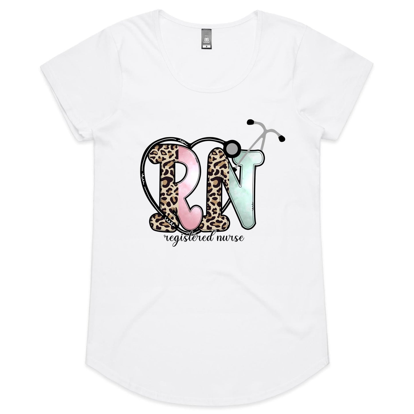 RN with stethoscope Womens Scoop Neck T-Shirt
