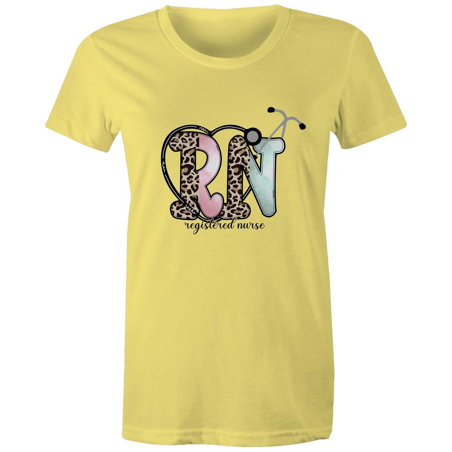 RN with Stethoscope Women's Maple Tee