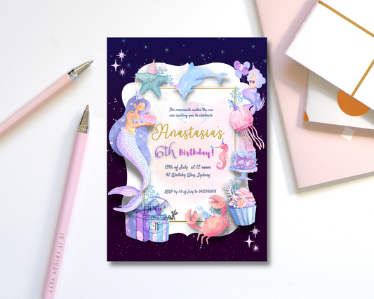 The Little Mermaid birthday invitation DIGITAL