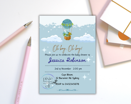 Elephant baby shower invitation DIGITAL