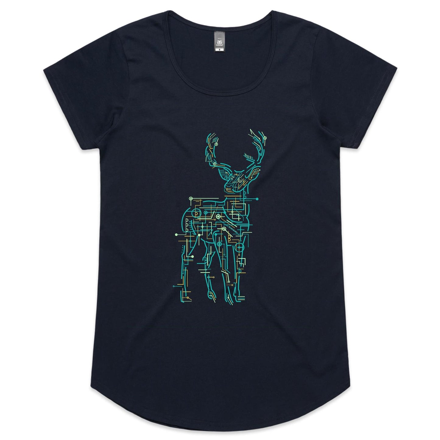 Electric Deer Womens Scoop Neck T-Shirt