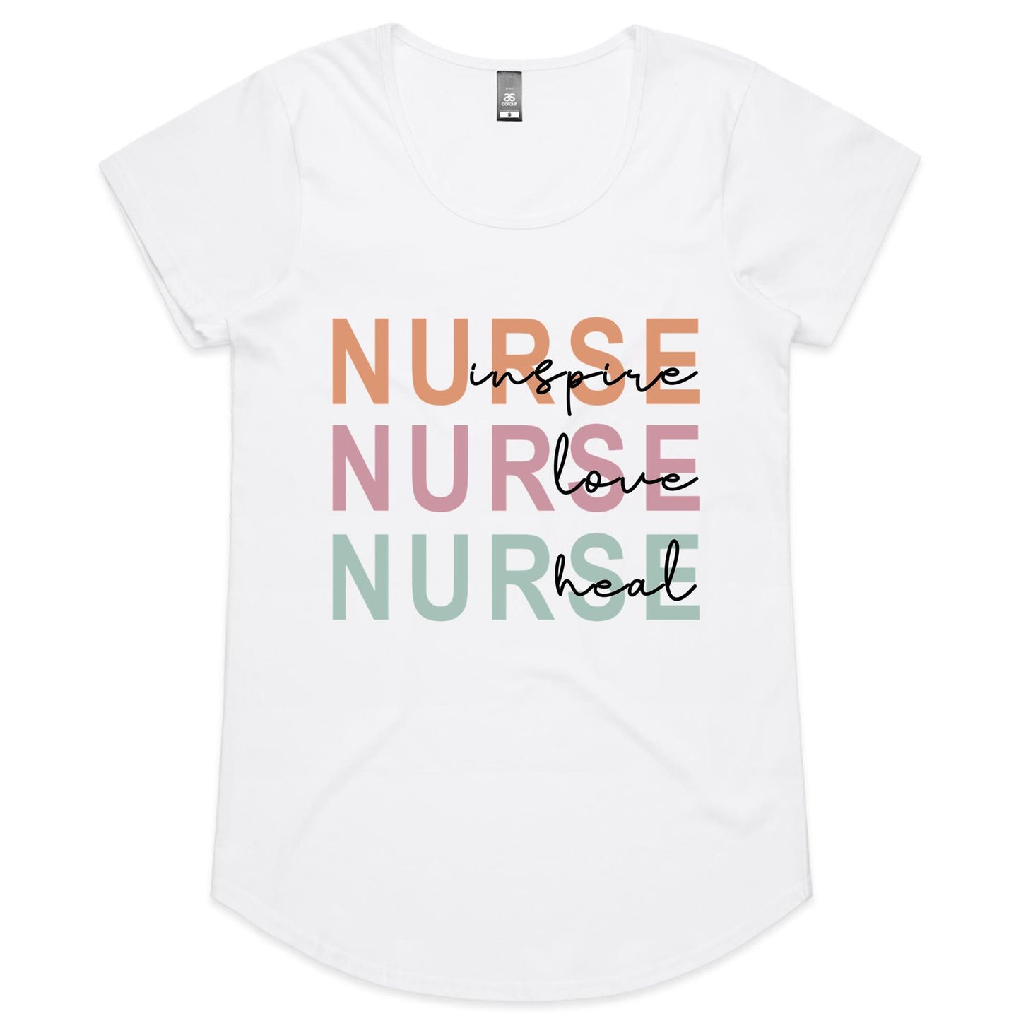 Inspire Love Heal Nurse Womens Scoop Neck T-Shirt