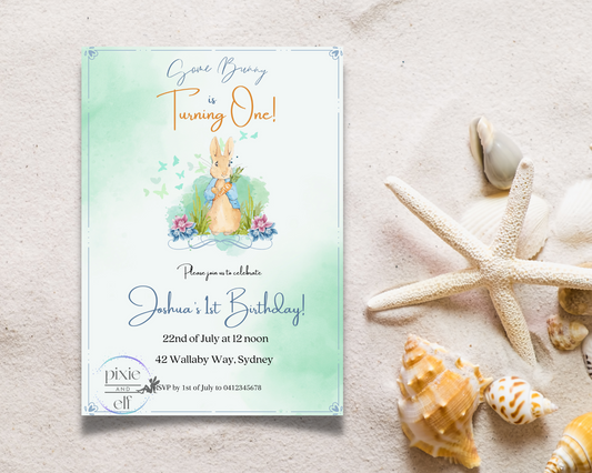 Peter Rabbit Birthday Invitation Card DIGITAL