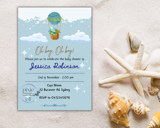Elephant baby shower invitation DIGITAL