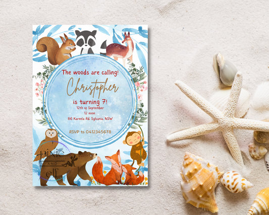 Woodland theme Birthday Invitation Card