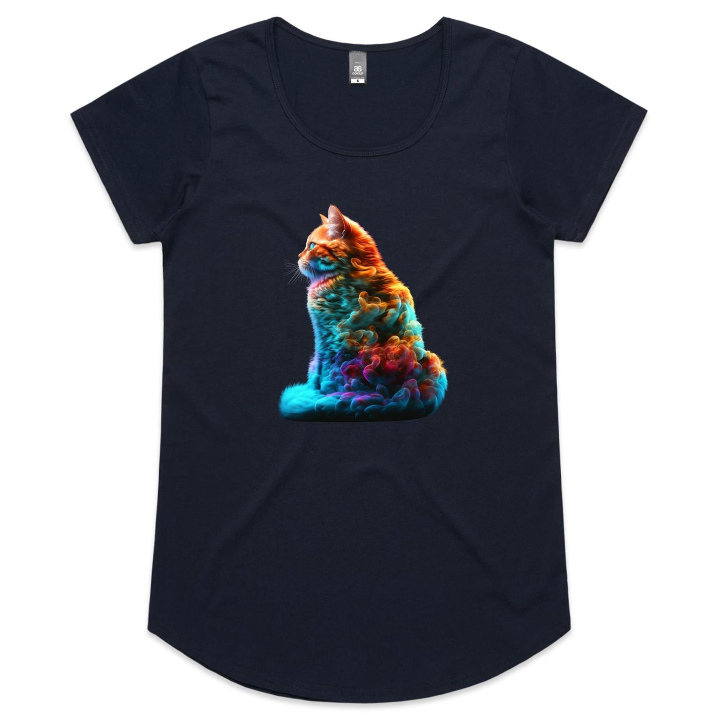 Colorful Cat Womens Scoop Neck T-Shirt