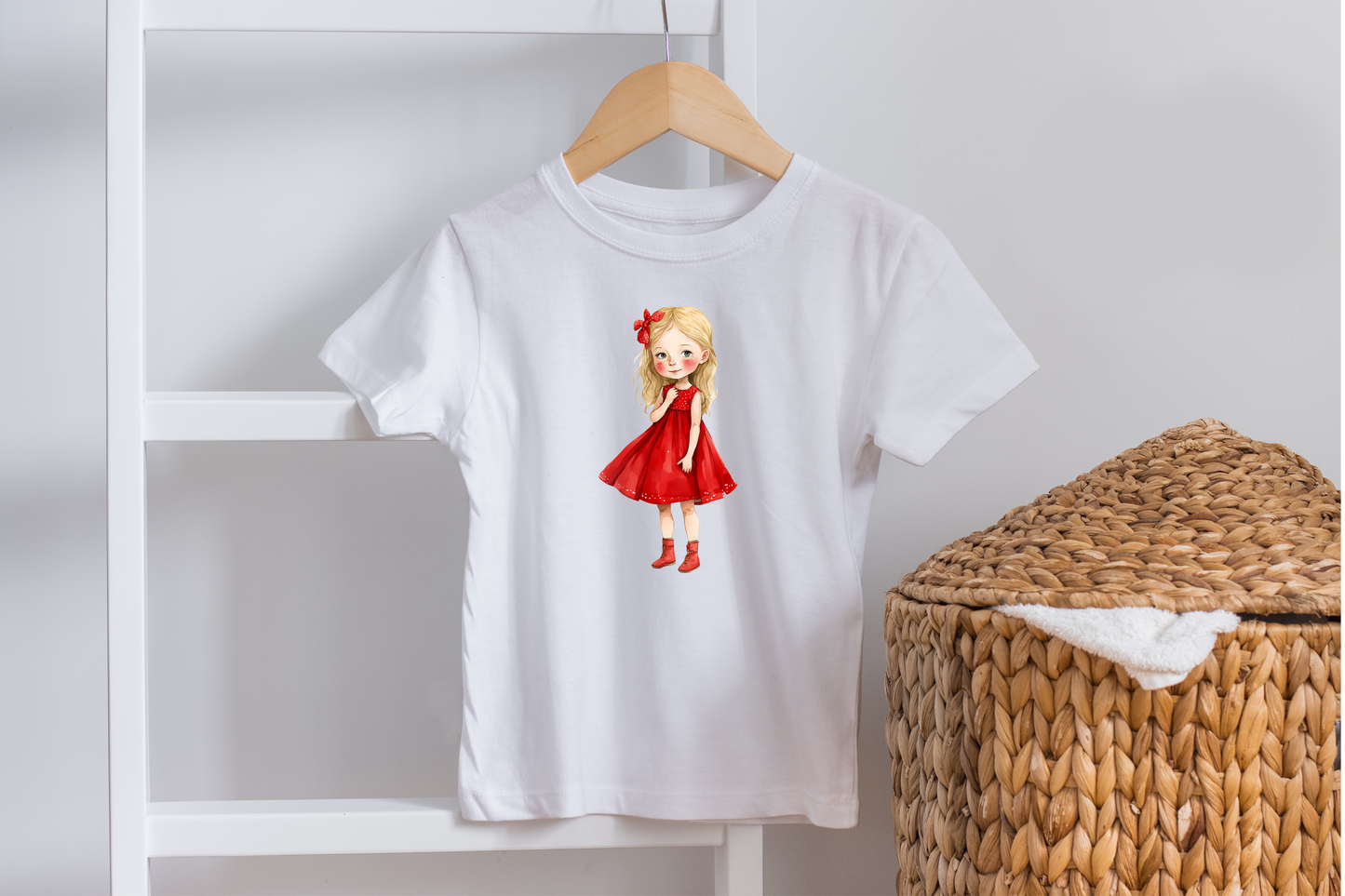 Girl's Red Dress Unisex Kids Youth Crew T-Shirt