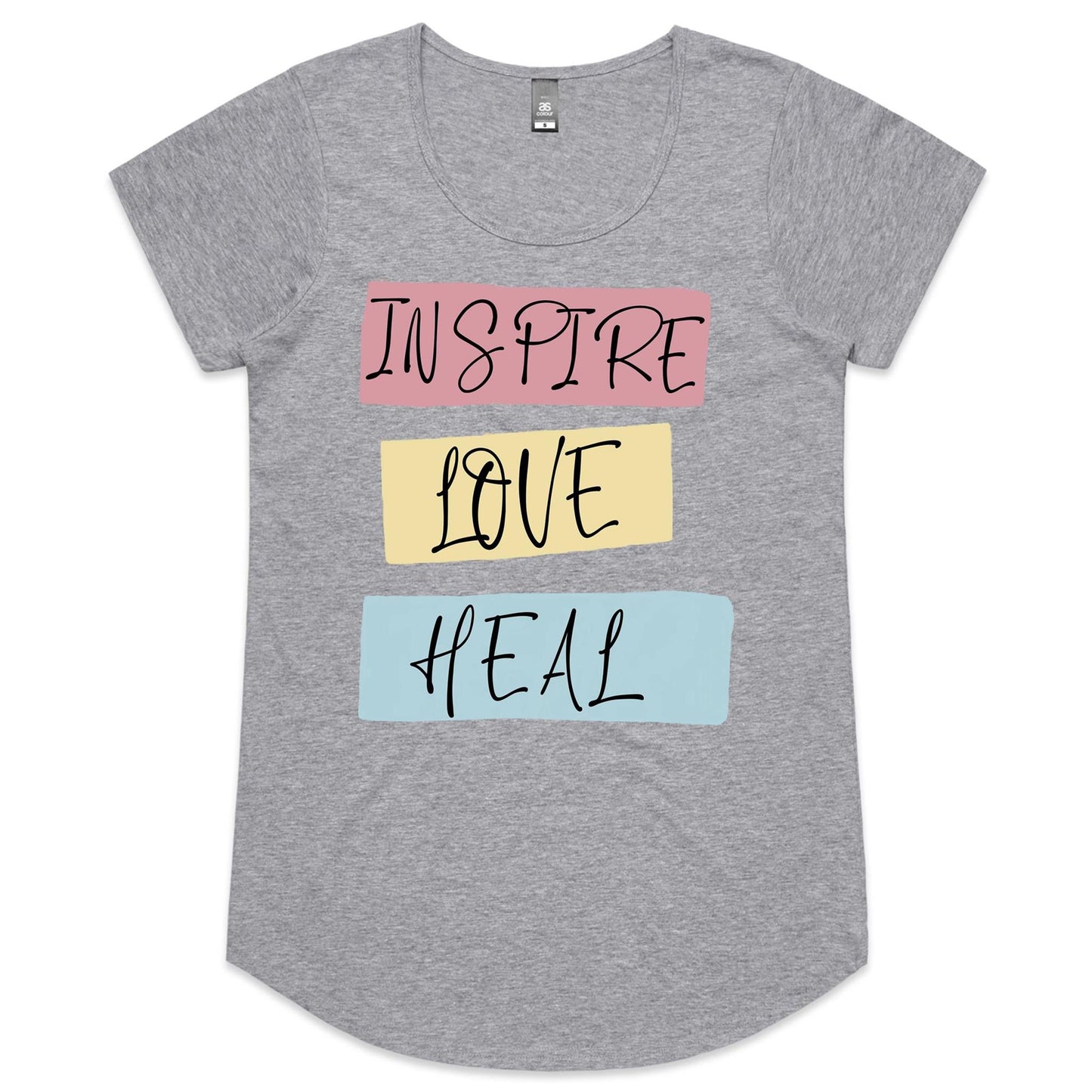 Inspire Love Heal Womens Scoop Neck T-Shirt