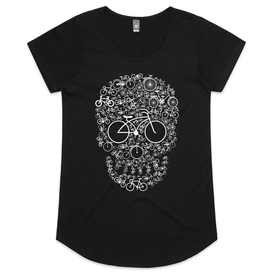 Bicycle Skull Womens Scoop Neck T-Shirt