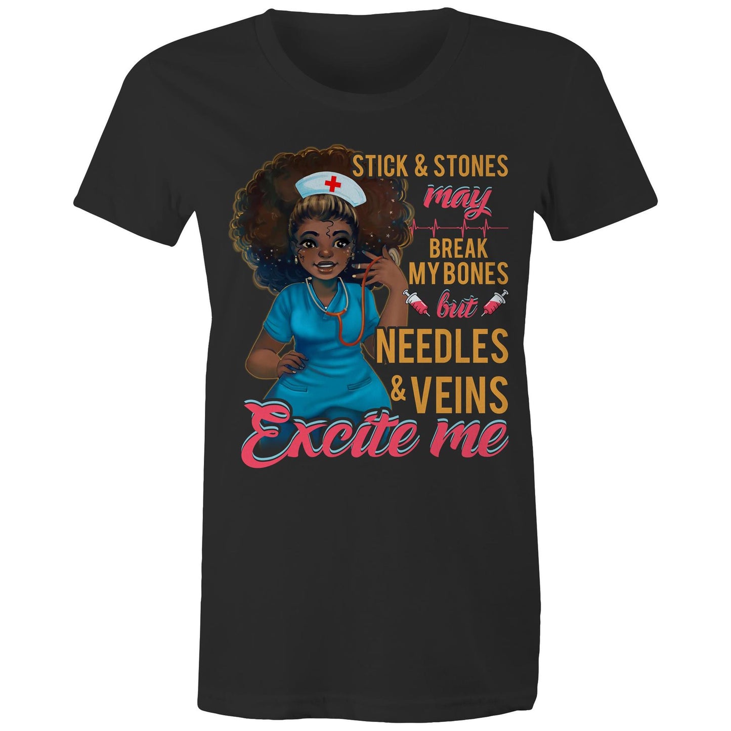 Needles Excite Me Nursing Women's Maple Tee