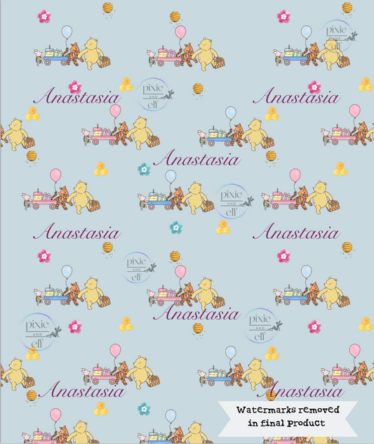 Kids Personalised Winnie the Pooh Bear Throw Blanket