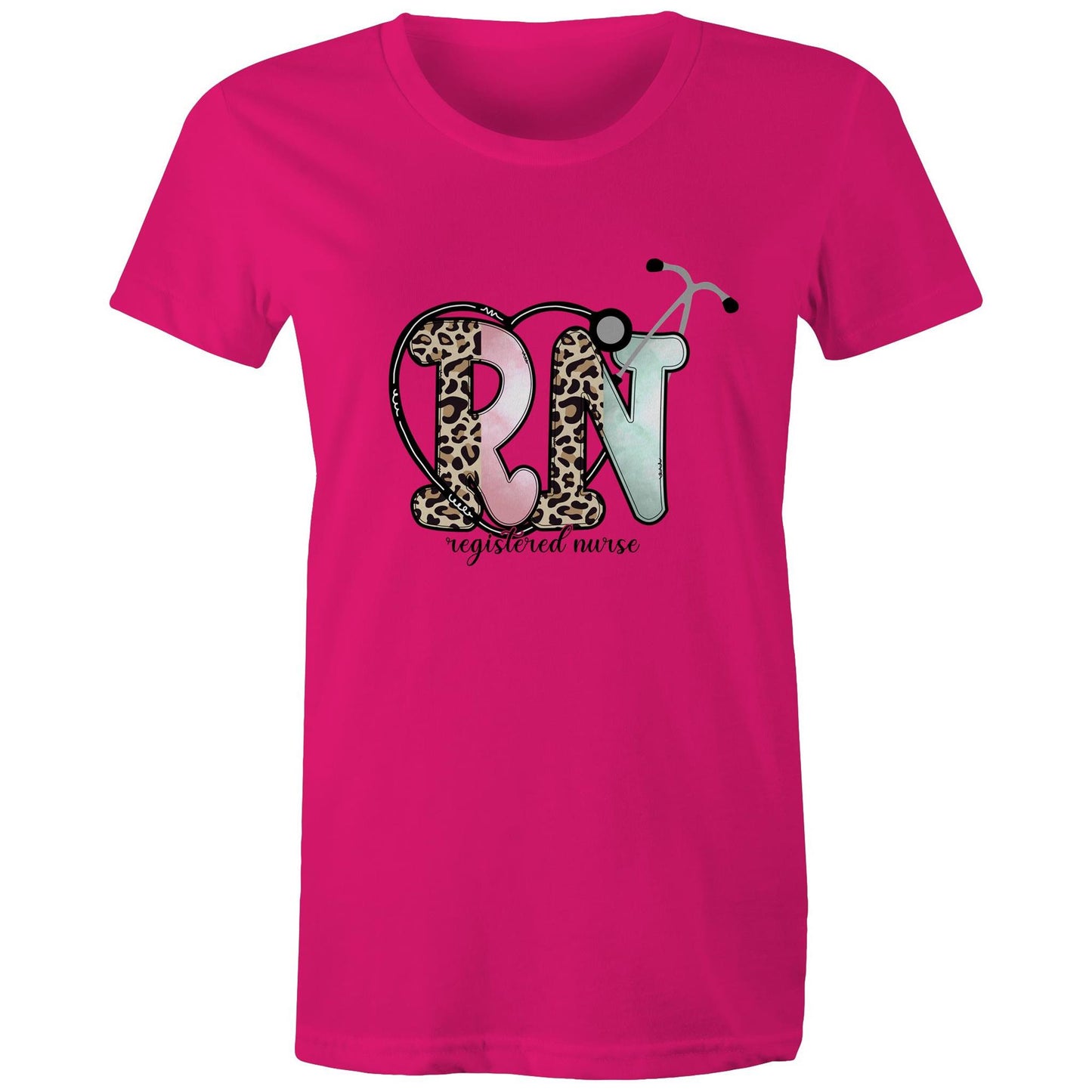 RN with Stethoscope Women's Maple Tee